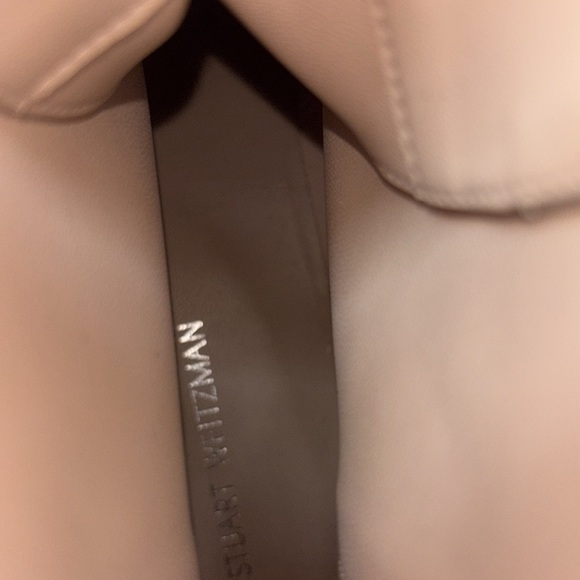 GUC STUART WEITZMAN Lodge Zip Leather Bootie in White Size 8B **defects** Moto - Picture 10 of 11